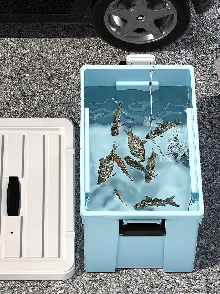 Out-of-door fishing tank trunks with a thick, high-capacity fishing tank with a plastic tank with an oxygen-added fish tank